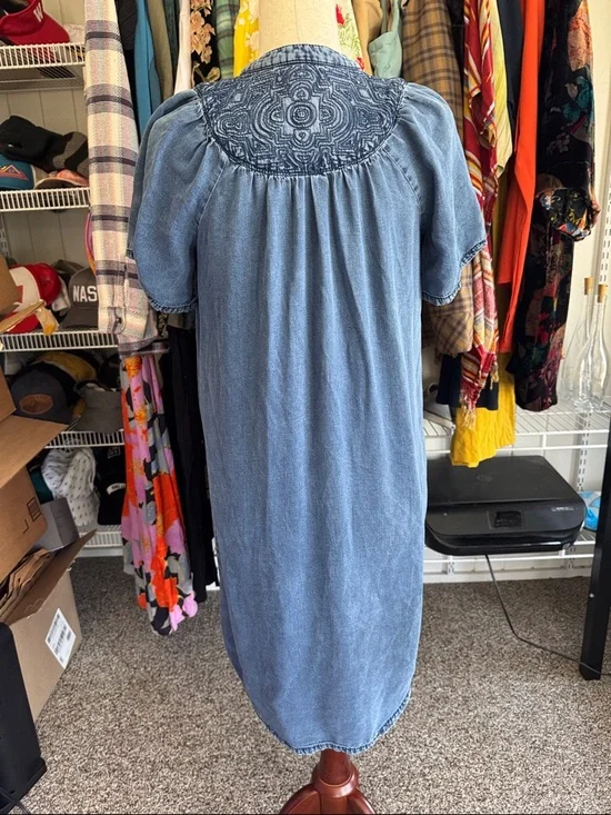 Pilcro Light Blue Denim Tunic with Embroidered Yoke - Picture 5 of 7